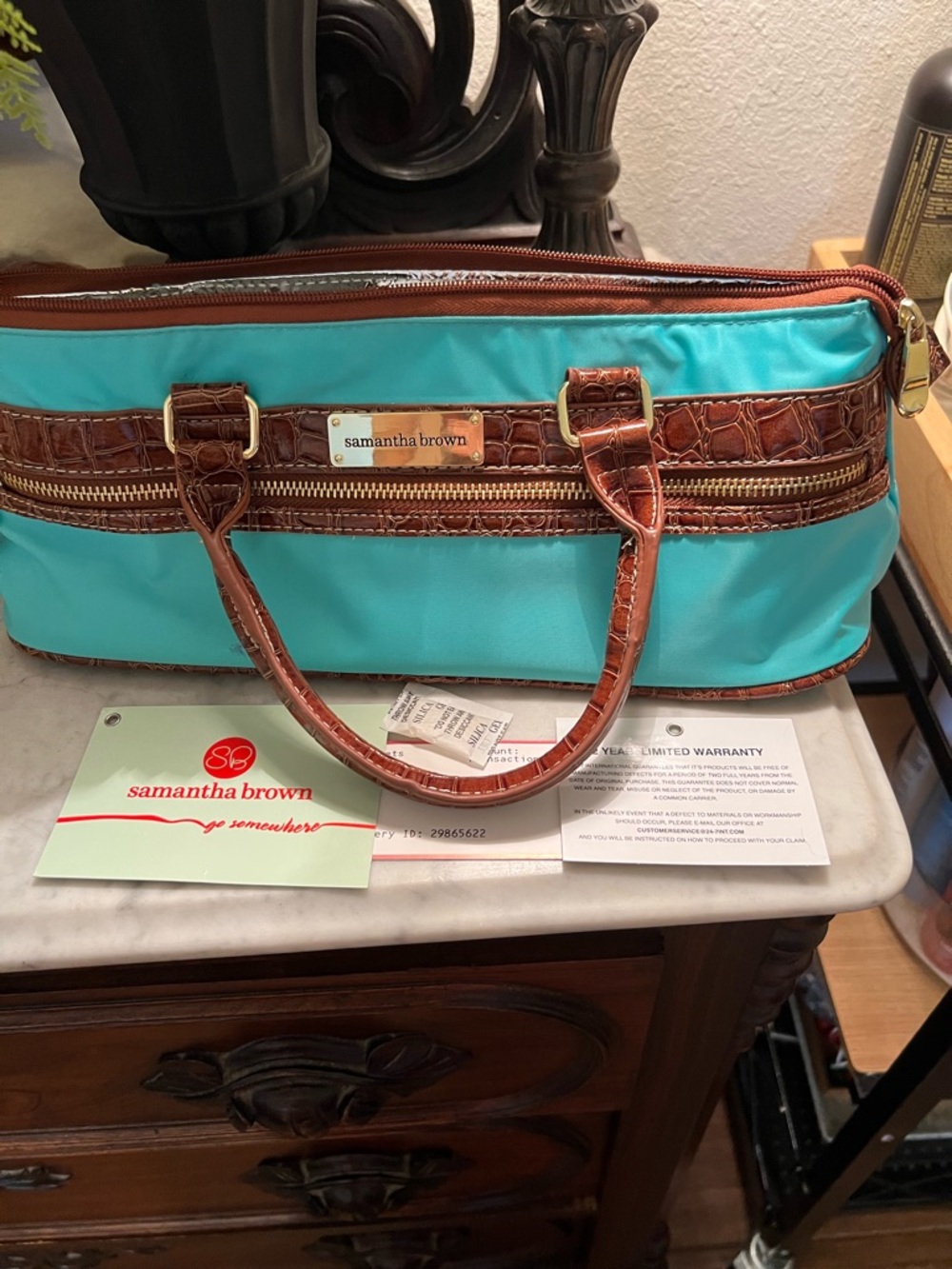 Samantha Brown Turquoise and Brown versatile, Upscale Cooler / Wine Bag